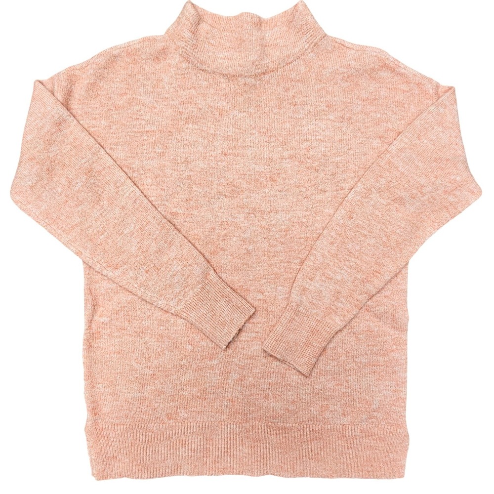 LOFT Mock Neck Sweater Womens XS Peach Marled Soft Stretch Cozy Pullover